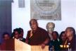 The 14th Dalai Lama talking to the audience at the conference of the Summit.